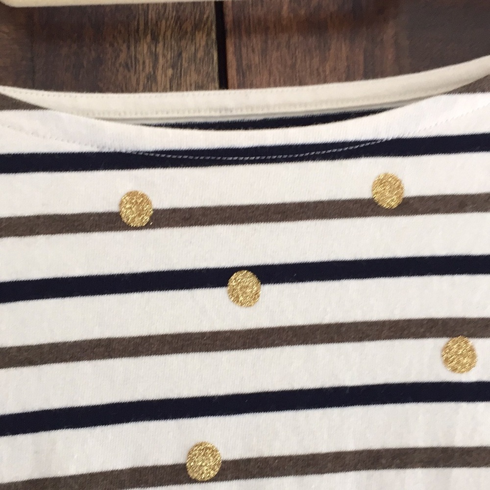 Talbots Gold foil polkadot long sleeve top - Picture 2 of 4